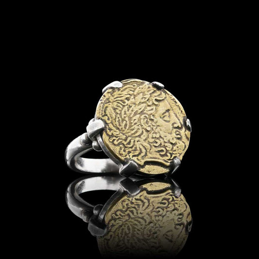 Sterling Silver Special Design Old Greek Coin Women Ring - view 2