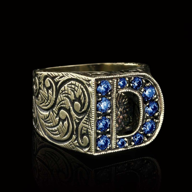 Stone White Monogram D Bold Alphabet Ring