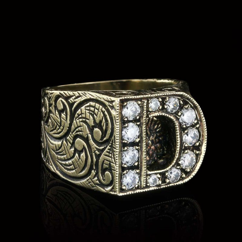 Stone White Monogram D Bold Alphabet Ring