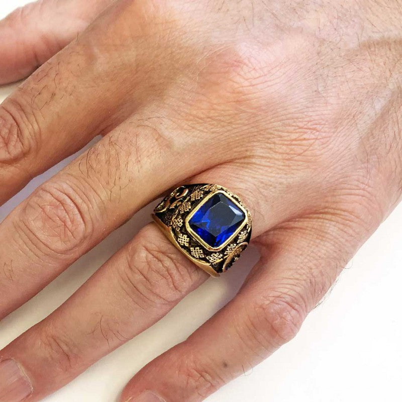 Stone With Silver Buddha Ring