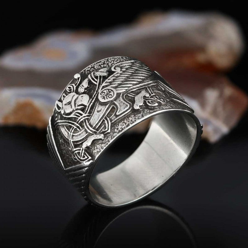 Stylish Male Ring With Griffin