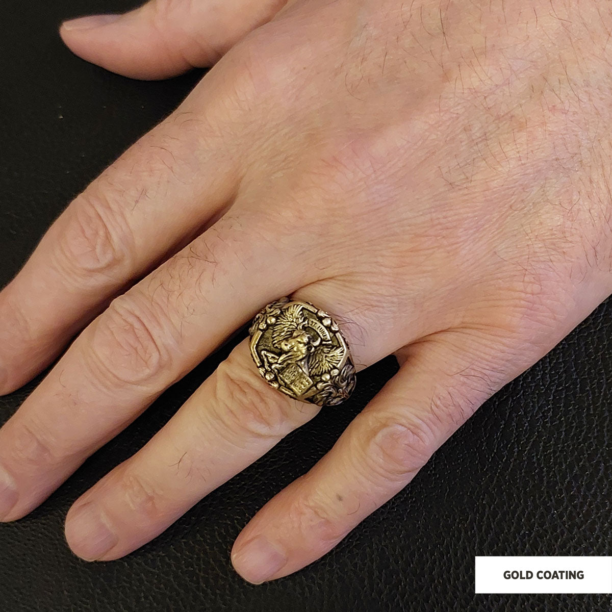 Taurus Of Saint Luke Apostle Evangelist Wings Signet Ring, 925 Sterling Silver Evangelist Winged Bull Symbol Ring, Christian