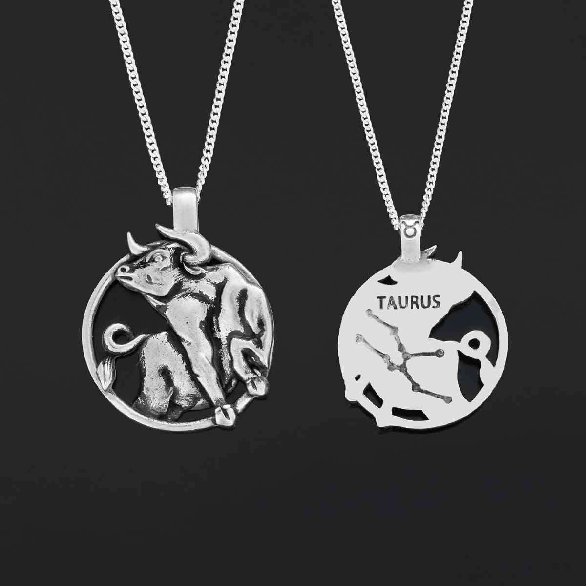 Taurus Pendant, Sterling Silver Taurus Necklace, Handmade Taurus Jewelry, Horoscope Taurus Necklace - view 5
