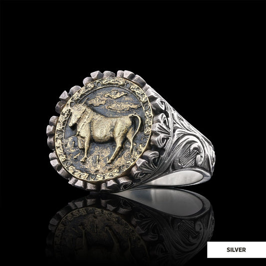 Taurus Sign Ring, 925 Sterling Silver Taurus Sign Ring by SWISS PLUS - Zodiac Collection - view 2
