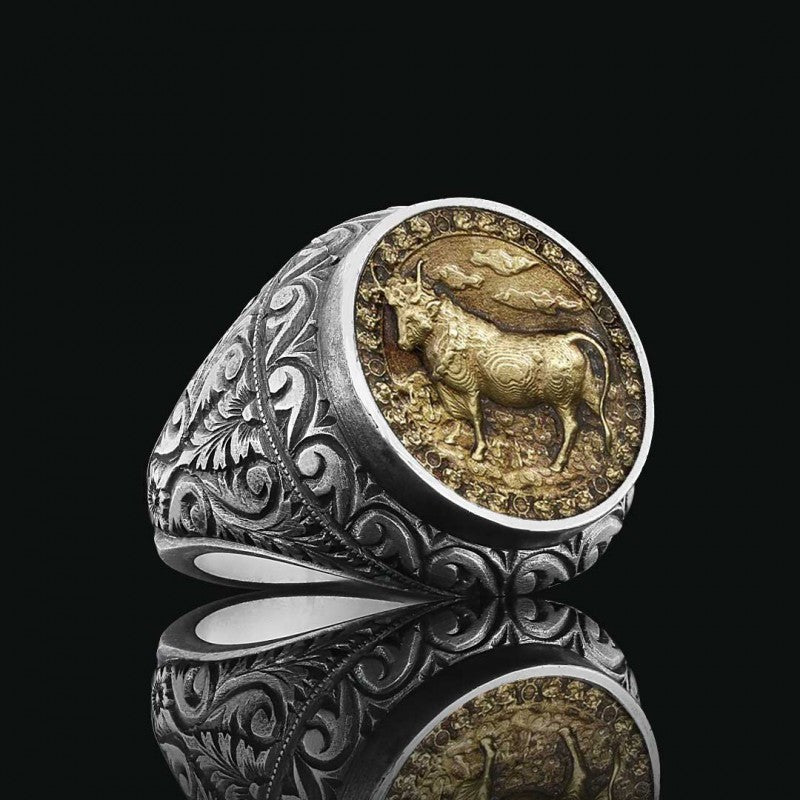 Taurus Zodiac Silver Ring - view 2
