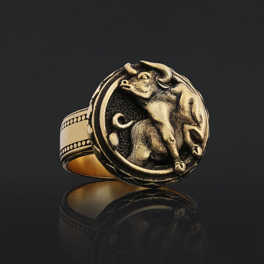 Taurus Zodiac Silver Ring - view 2