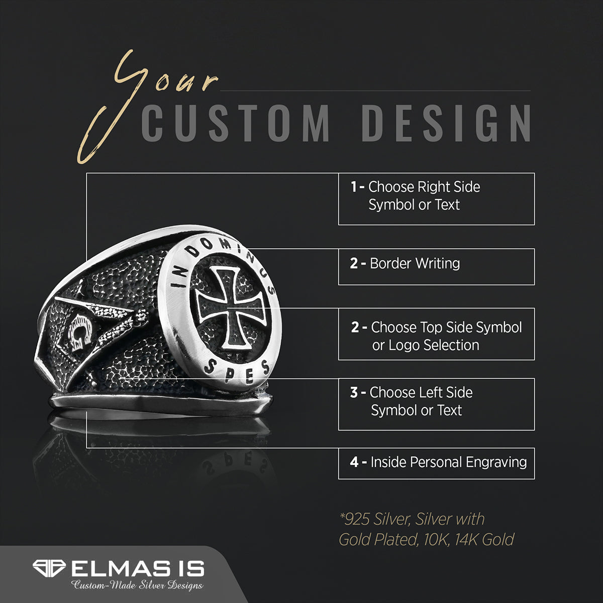 Templar Cross Masonic Ring, Master Mason Rings, Free Mason Ring, Mens Masonic Rings, Mason Jewelry