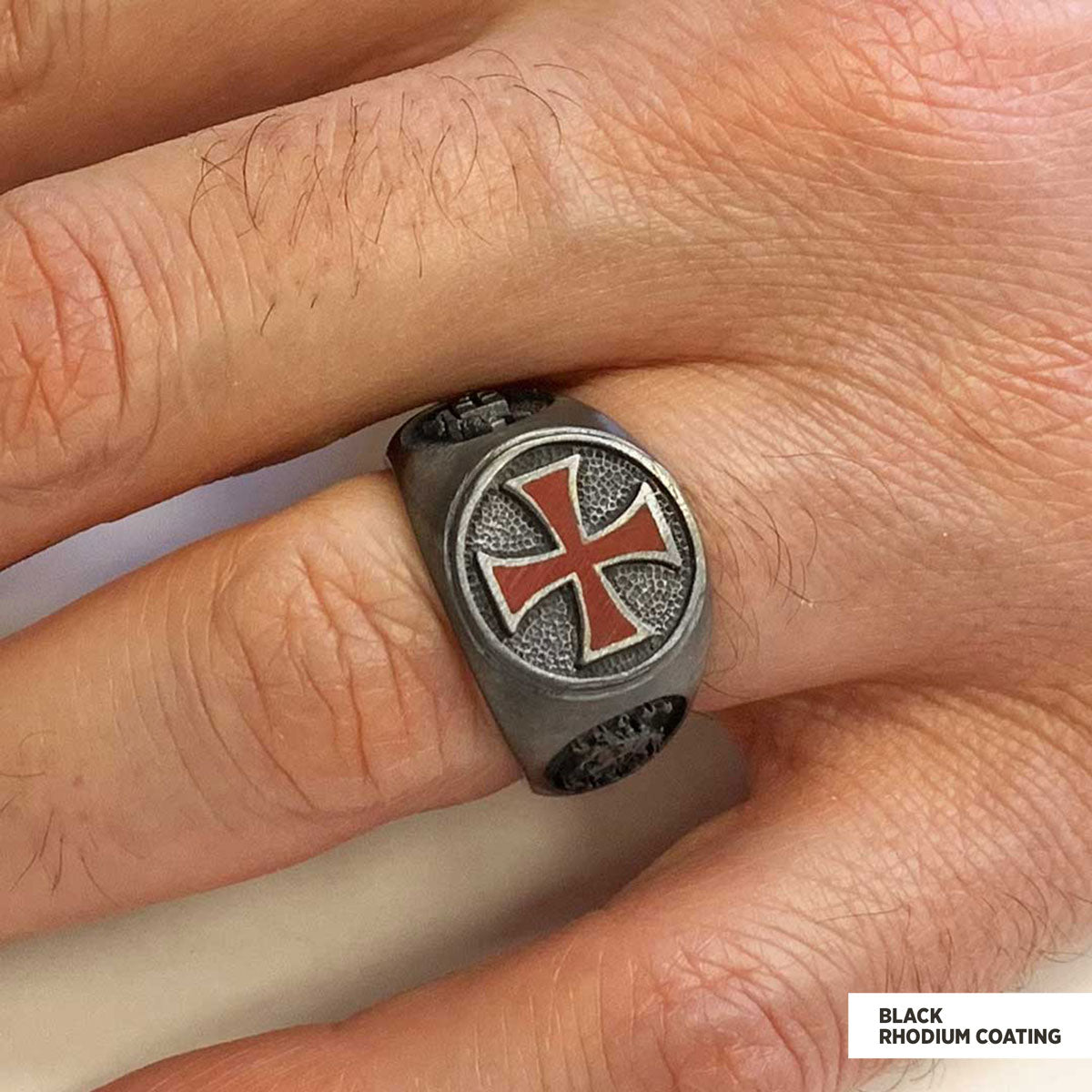 Templar Cross Masonic Ring, Round Signet Mason Ring by SWISS PLUS - Christian Collection - view 7