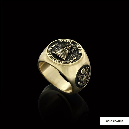 The Eye Masonic Round Ring, Signet Mason Ring, Mason Jewelry by SWISS PLUS - Mason Collection - view 2