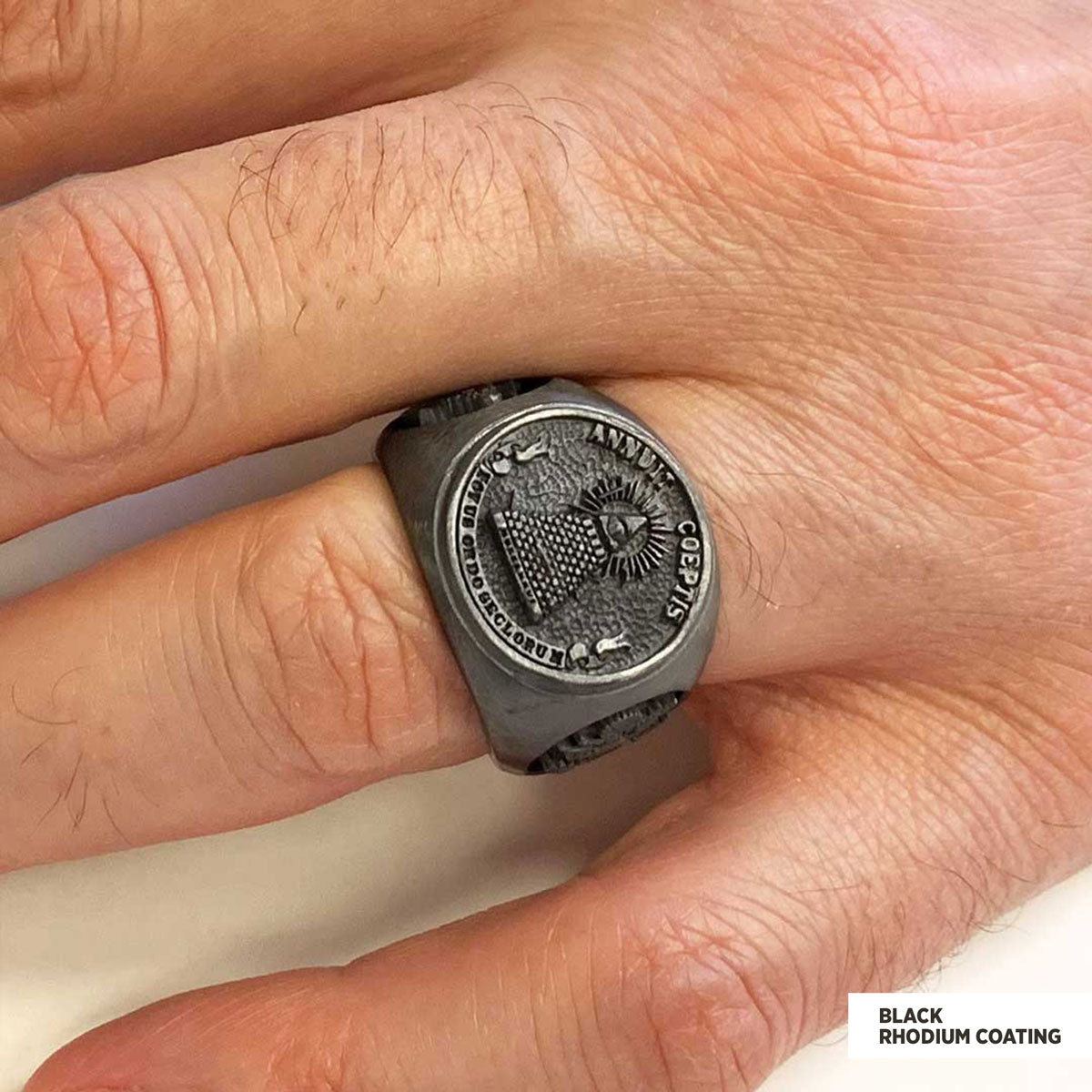 The Eye Masonic Round Ring, Signet Mason Ring, Mason Jewelry by SWISS PLUS - Mason Collection - view 7