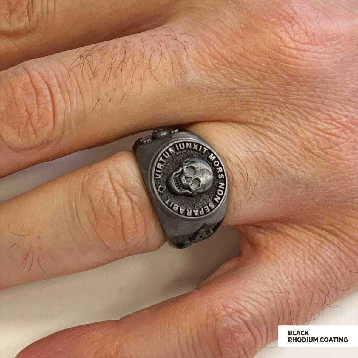 The Skull Masonic Ring, Handcrafted Sterling Silver Mason Ring, Elegant Masonic Ring by SWISS PLUS - Mason Collection - view