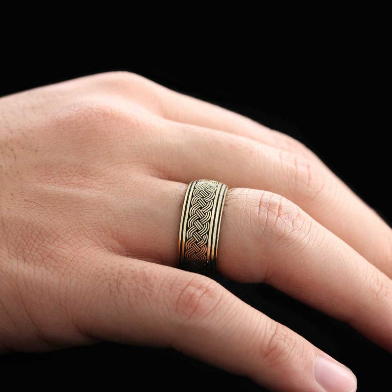 Thick Knitted Pattern 925 Silver Wedding Ring - view 7