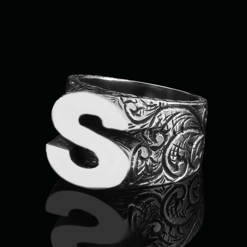 Custom Design Silver Celtic S Monogram Ring by SWISS PLUS - Letter Collection - view 7