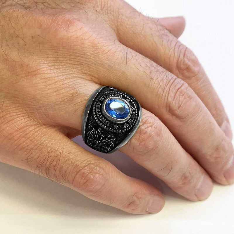 US Army Blue Stone Ring by SWISS PLUS - Military Rings - view 7