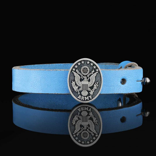 US Army Leather Bracelet by SWISS PLUS - Military Leather Bracelet - view 2