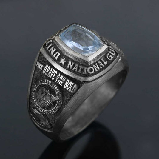 US National Guard Blue Stone Ring by SWISS PLUS - Military Rings - view 2