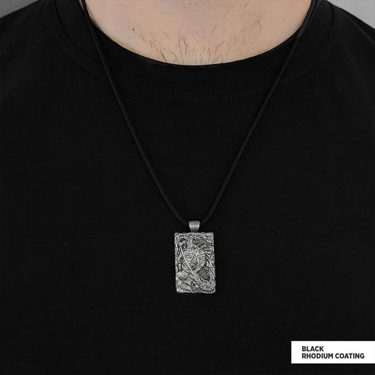 Unique Design Handmade Warrior Pendant Black Rhodium Coating