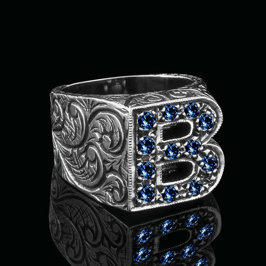 Unique Design Alphabet Monogram B Ring - view 2