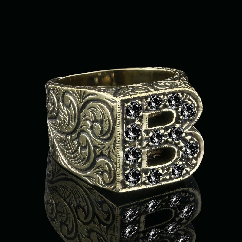 Unique Design Alphabet Monogram B Ring