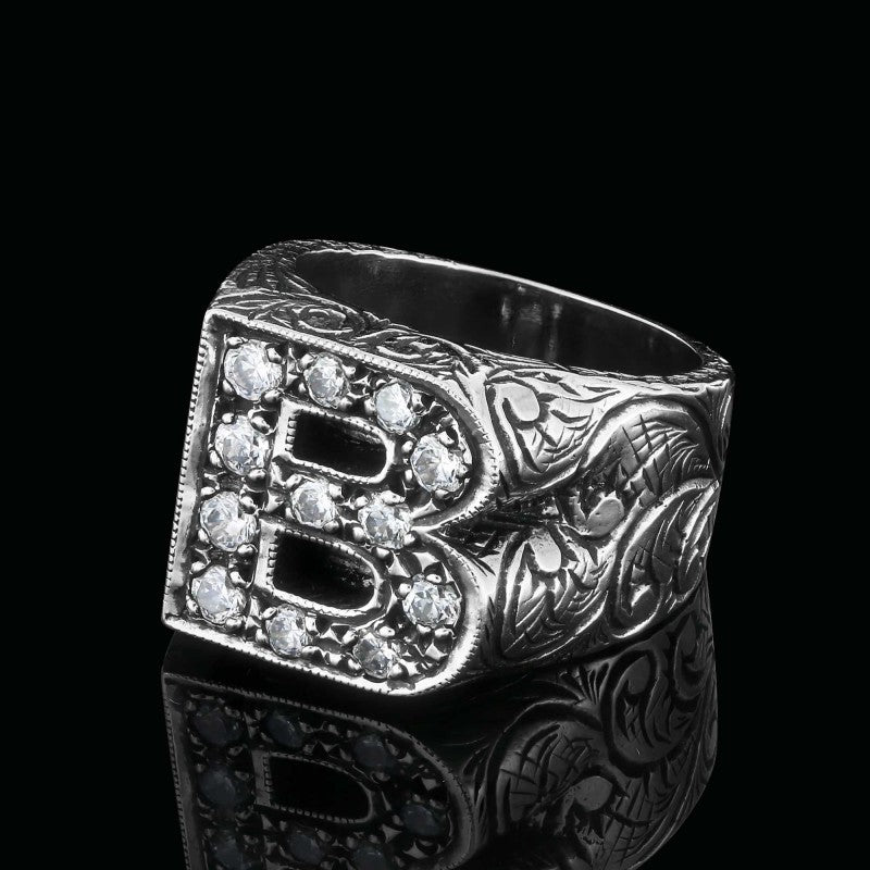 Unique Design Alphabet Monogram B Ring