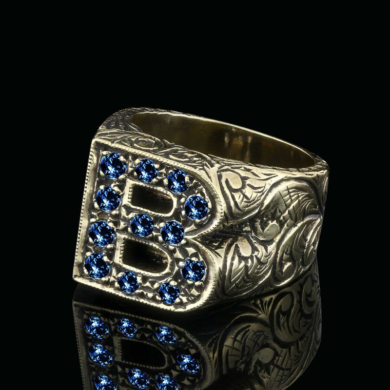 Unique Design Alphabet Monogram B Ring