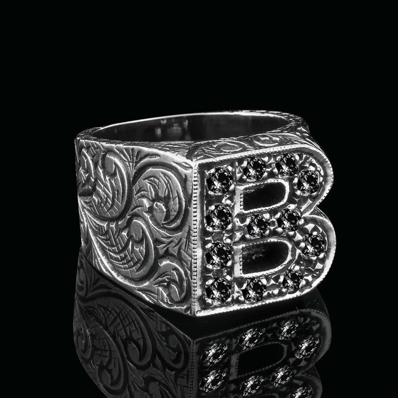 Unique Design Alphabet Monogram B Ring