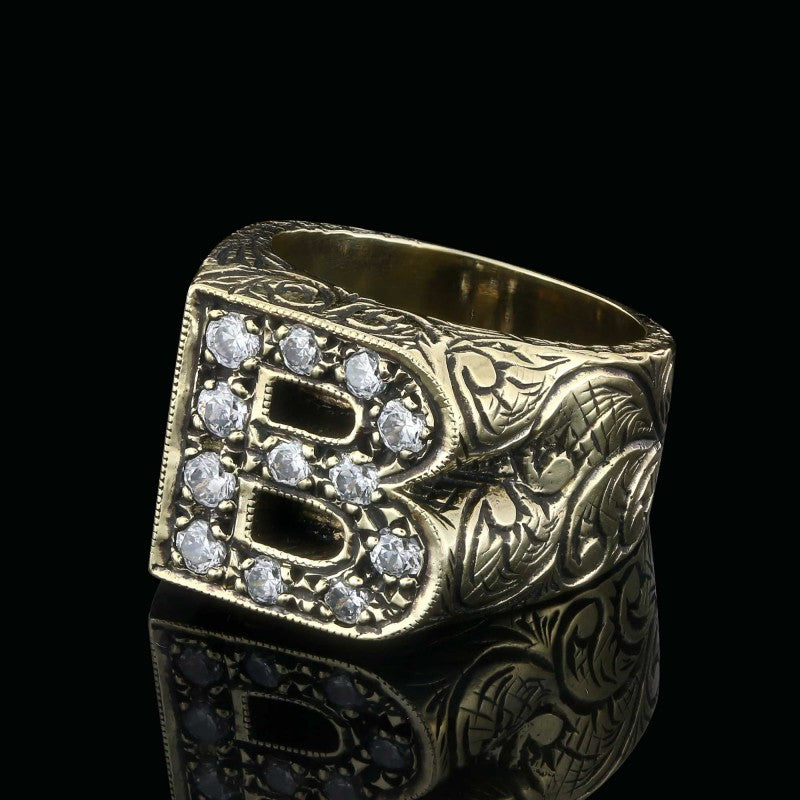Unique Design Alphabet Monogram B Ring by SWISS PLUS - Letter Collection - view 7