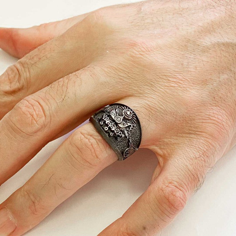 Unique Design Ottoman Style Coat of Arms Tughra Ring by SWISS PLUS - Family Collection - view 7