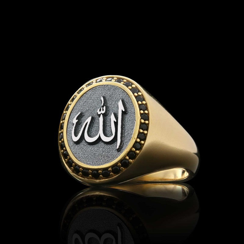 Unique Design Oval Stone 925 Sterling Silver Islamic Allah Women Ring