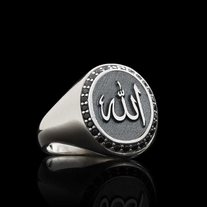 Unique Design Oval Stone 925 Sterling Silver Islamic Allah Women Ring