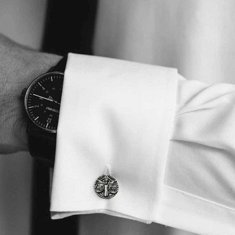 Unique Design Silver Libra Cufflink by SWISS PLUS - Zodiac Collection - view 6