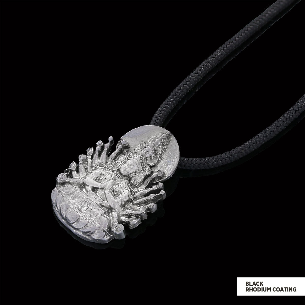 Unique Design Silver Shiva Pendant Black Rhodium Coating