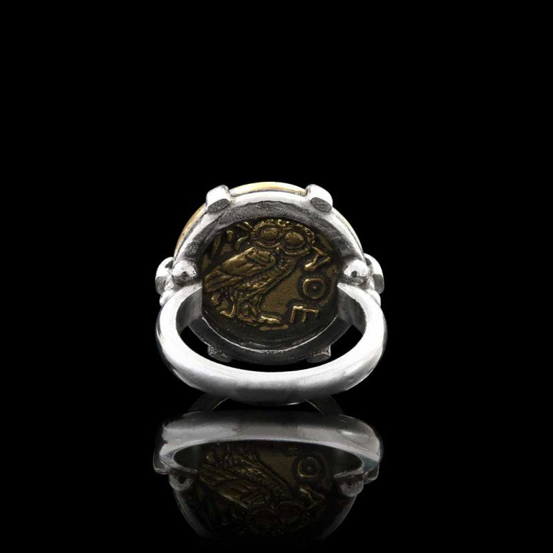 Unique Design Sterling Silver Athena Coin Women Ring