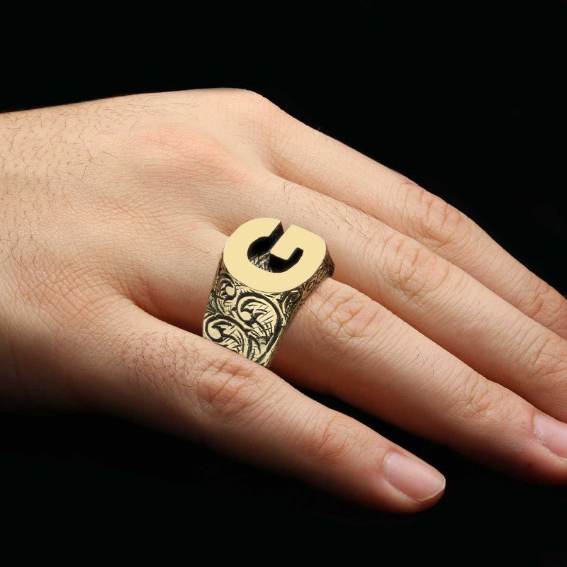 Unique Design Sterling Silver Letter G Ring