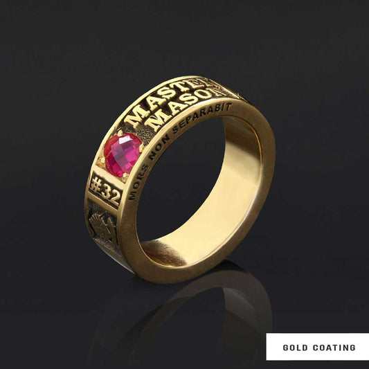 Unique Design Sterling Silver Master Mason Class Band Ring - view 2