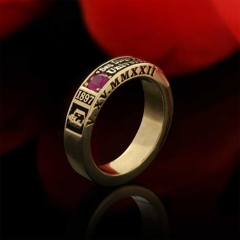 Unique Design Sterling Silver San Diego State University Class Band Ring