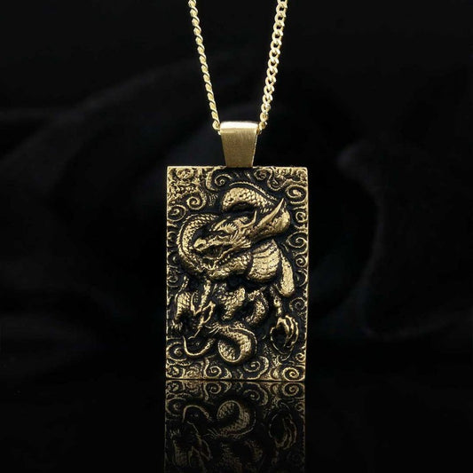 Unique Silver Dragon Necklace - view 2