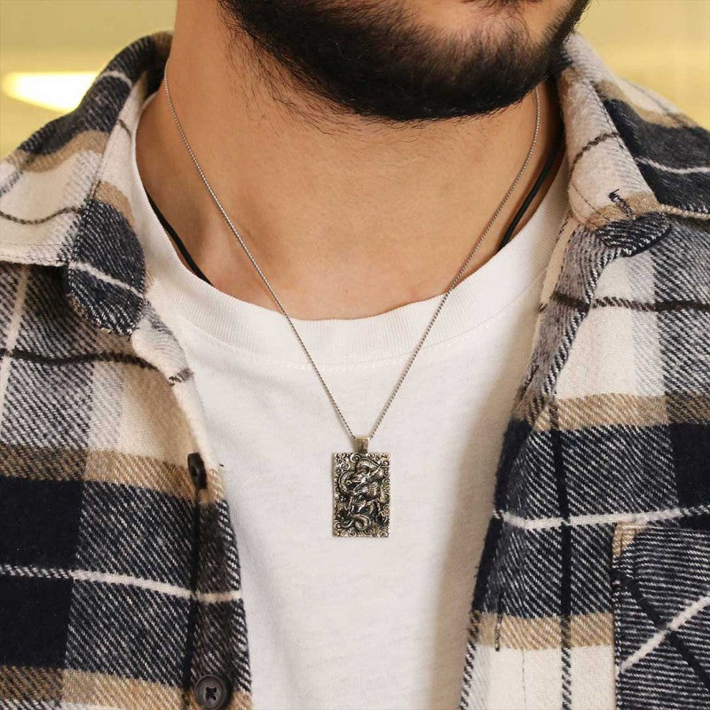 Unique Silver Dragon Necklace - view 5