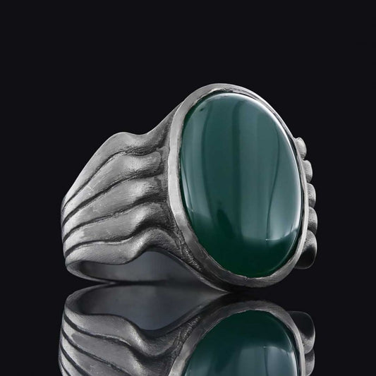 Stone Men Silver Ring - view 2