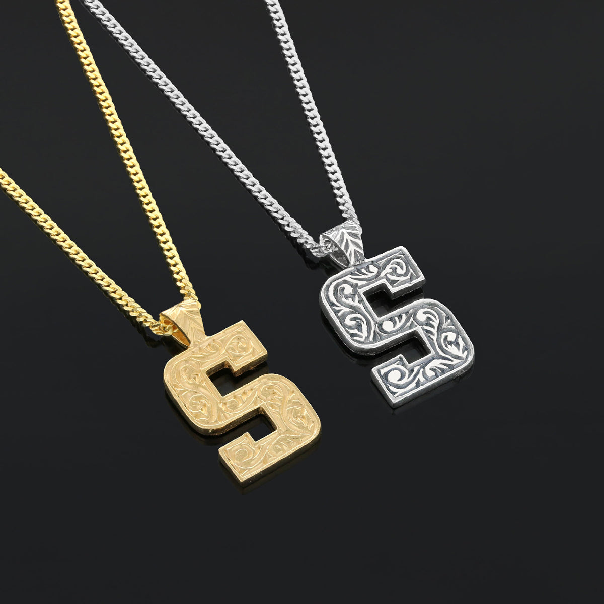 Unisex Special Design Letter Handmade Monogram S Sterling Silver Necklace - view 6