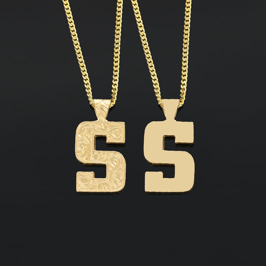 Unisex Special Design Letter Handmade Monogram S Sterling Silver Necklace by SWISS PLUS - Letter Collection - view 2