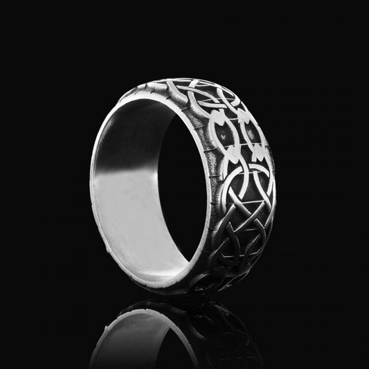 Personalized Handmade Motif Sterling Silver Wedding Ring by SWISS PLUS - Sterling Silver Band Rings - view 2