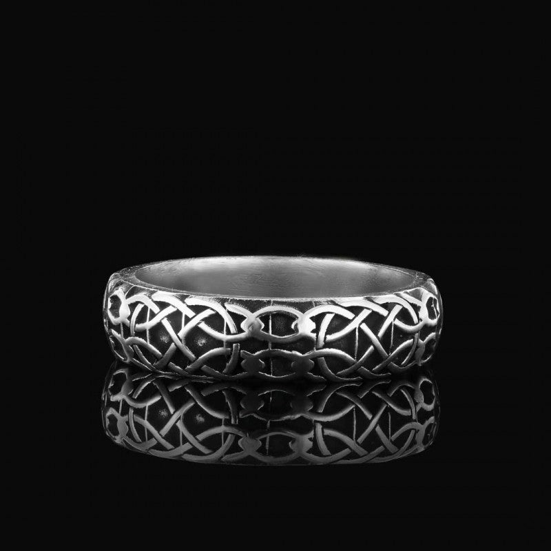 Personalized Handmade Motif Sterling Silver Wedding Ring