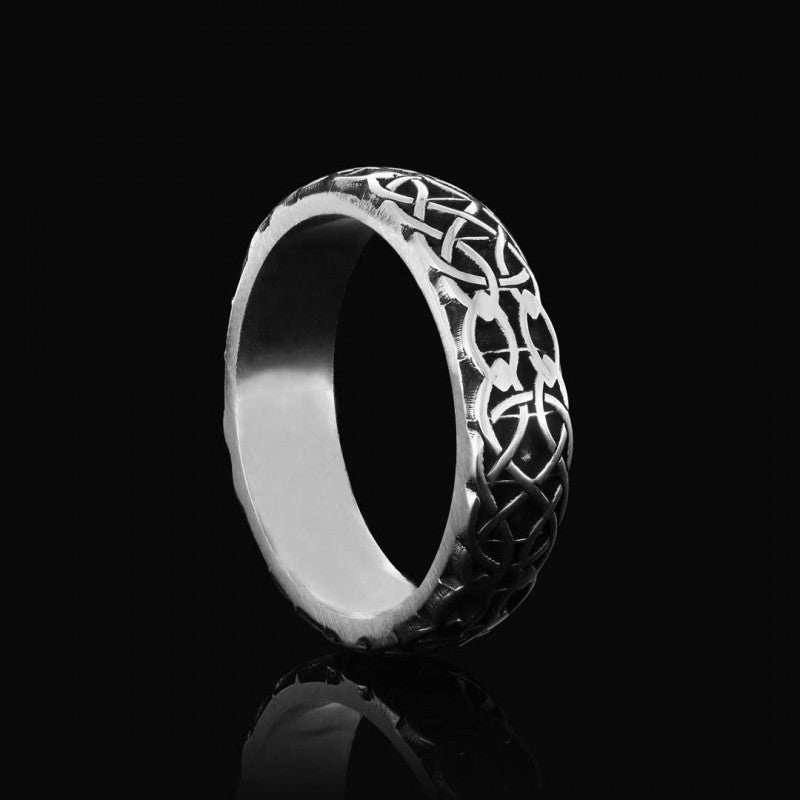 Personalized Handmade Motif Sterling Silver Wedding Ring