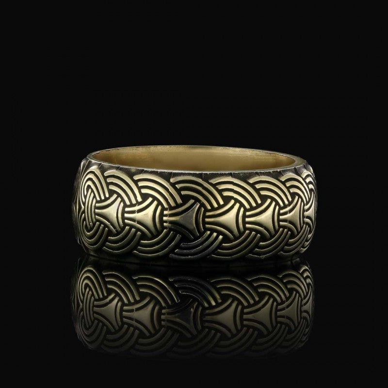 Ethnic Motif Embroidered Silver Wedding Ring
