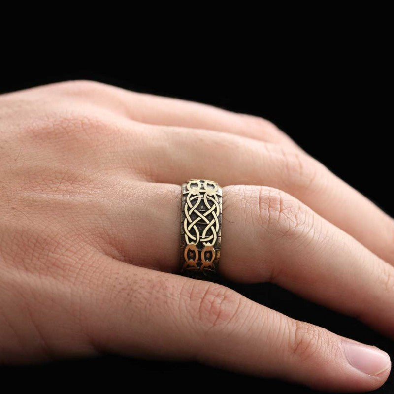 Personalized Handmade Motif Sterling Silver Wedding Ring