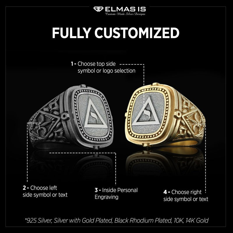 Yod Symbol Masonic Ring, Mason Jewelry, Custom Mason Ring, Special Masonic Ring