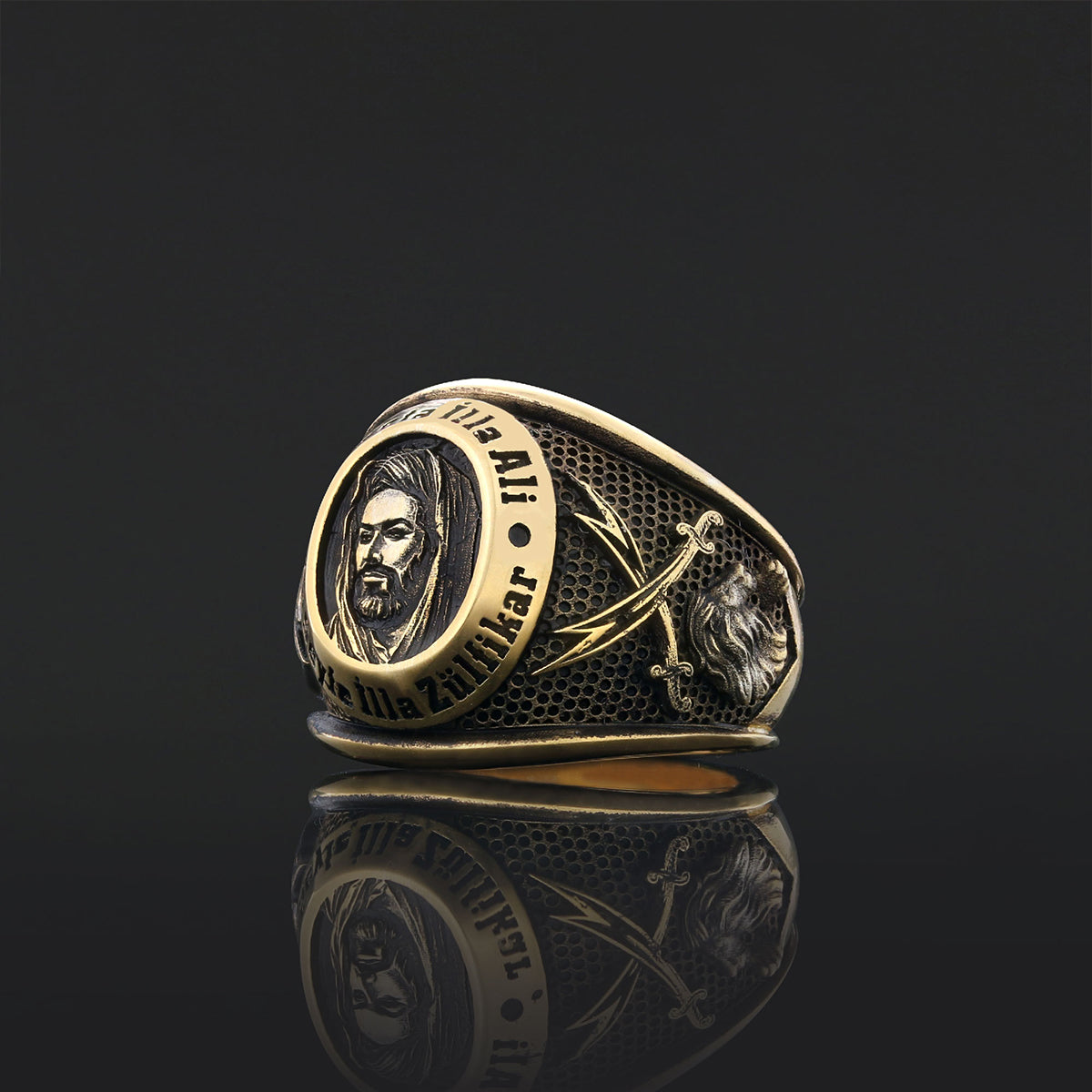 Zulfiqar Sword Ring, Islamic Ring, Dhulfiqar Sword Jewelry, Zulfiqar Face Ring, Hz Ali Ring Gift, Zulfiqar Jewelry, Muslim Silver Jewelry Gold Coating