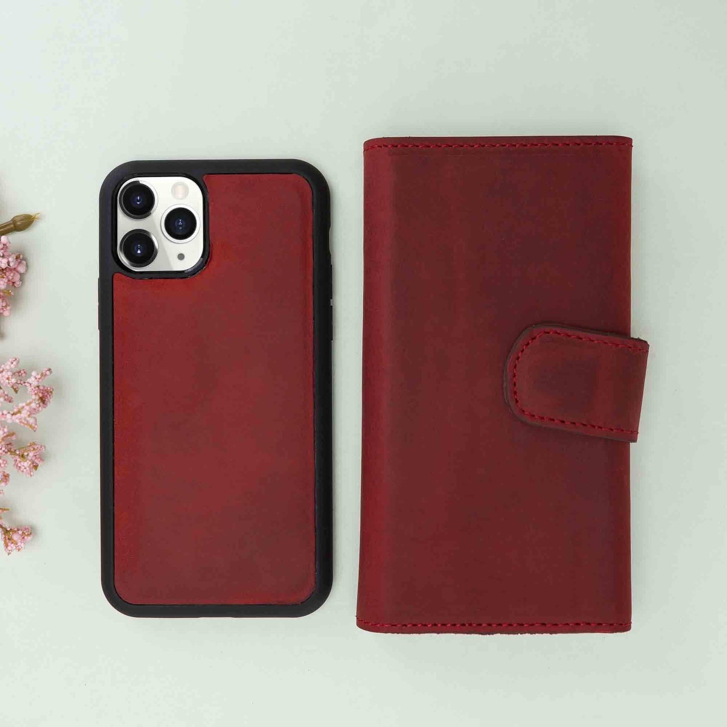 Apple Iphone 11 Pro Max Leather SANTA Wallet Case RED00