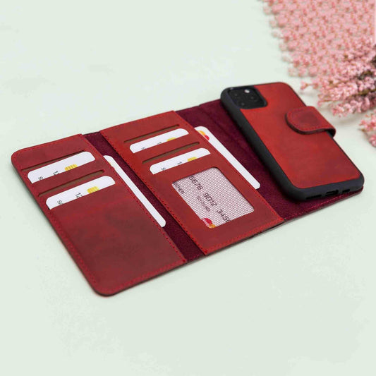 Apple Iphone 11 Pro Max Leather SANTA Wallet Case RED00